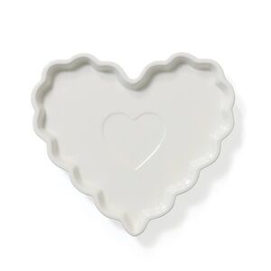 White Scalloped Ceramic Heart Tray - Bullseye's Playground